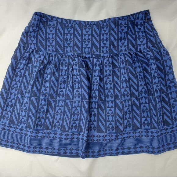 SILK 6 8 MADEWELL BLACK BLUE geometric print lined preppy mini SKIRT medium - Picture 6 of 11
